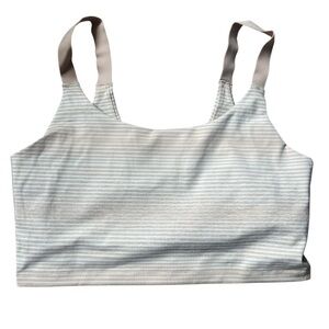 NWOT Aerie Offline The Hugger Pink and White Striped Sports Bra Large